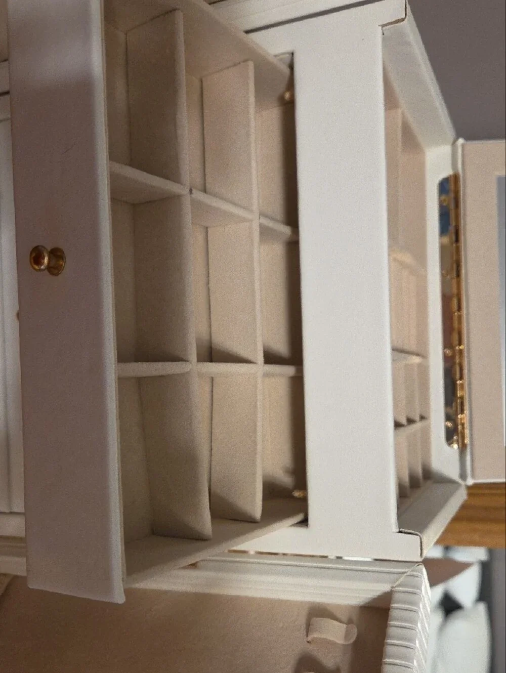 White Ribbed Storage Cabinet with Gold Handles - Home Storage & Organization